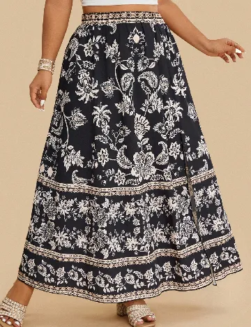Fusta SHEIN CURVE, negru/alb