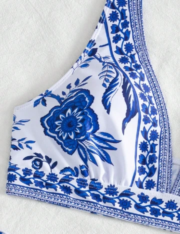 Costum de baie SHEIN, alb/albastru