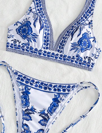 Costum de baie SHEIN, alb/albastru