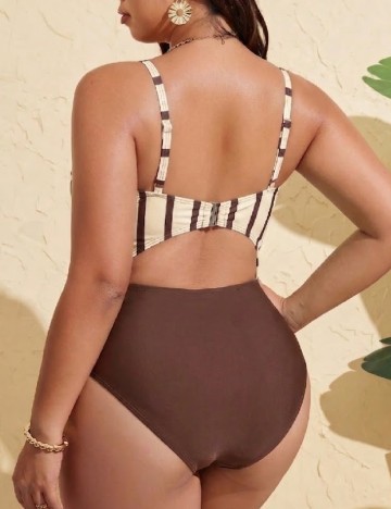 Costum de baie SHEIN CURVE, maro/crem