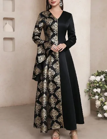Rochie lunga SHEIN, negru/auriu