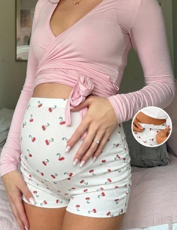 Pantaloni de pijama SHEIN Maternity, alb
