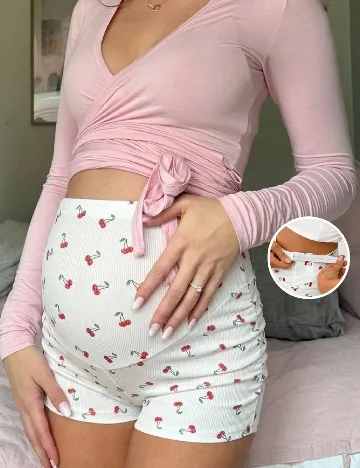 Pantaloni de pijama SHEIN Maternity, alb
