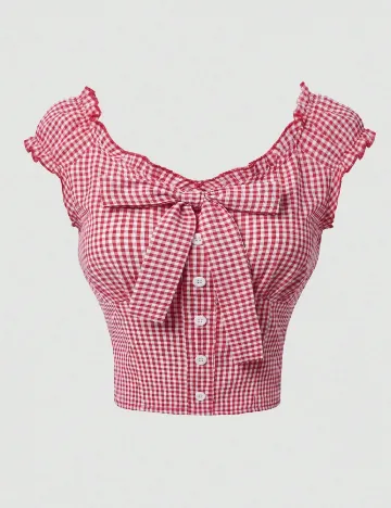 Top SHEIN, rosu/alb