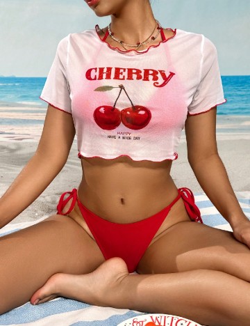 Costum de baie SHEIN, rosu