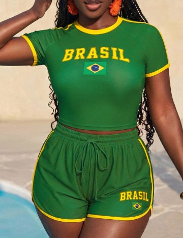 Compleu De Plaja SHEIN CURVE, verde