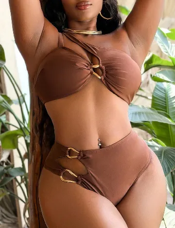Costum de baie SHEIN CURVE, maro