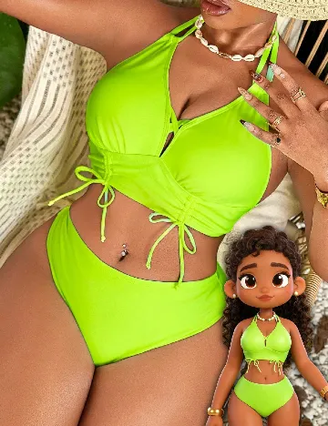 Costum de baie SHEIN CURVE, verde