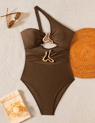 Costum de baie SHEIN, maro