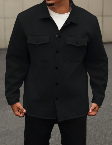 Jacheta SHEIN Plus Size Men, negru