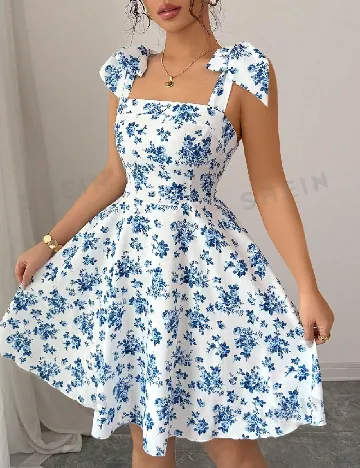 Rochie scurta SHEIN, alb/albastru