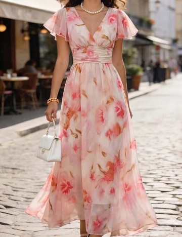 Rochie lunga SHEIN CURVE, floral print