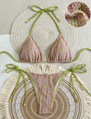 Costum de baie SHEIN, roz/verde