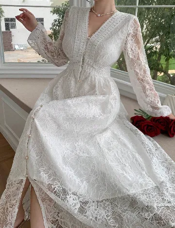 Rochie lunga Dazy, alb