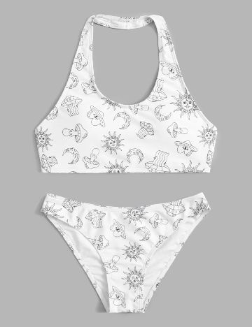 Costum de baie SHEIN, alb