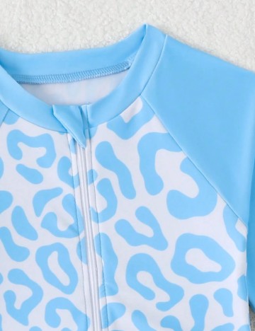 Costum de baie Shein Kids, alb/albastru