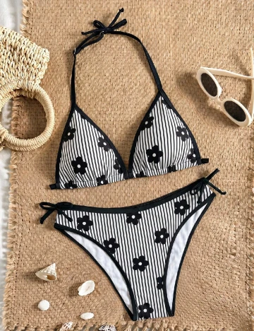 Costum de baie Shein Kids, alb/negru
