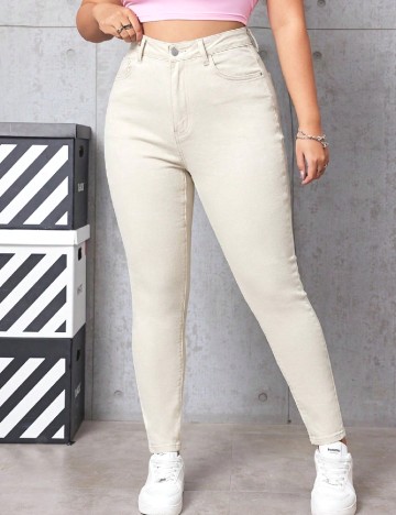 Blugi SHEIN CURVE, ecru