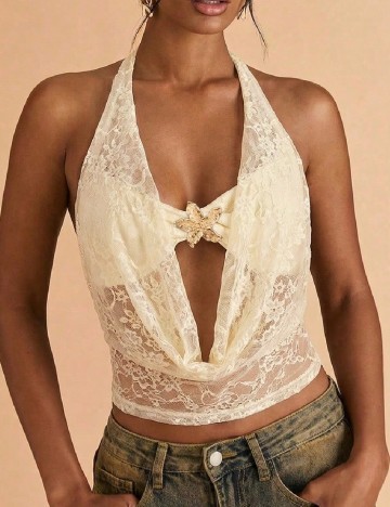 Top SHEIN, ecru