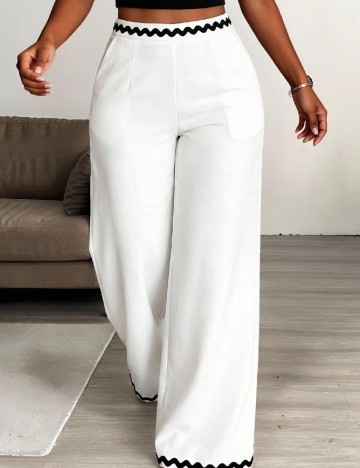 Pantaloni SHEIN CURVE, alb