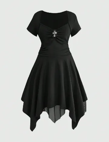 Rochie medie Romwe Plus Size, negru