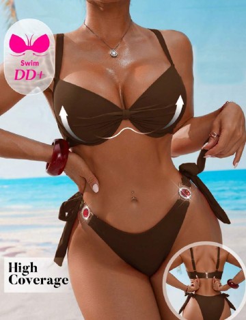 Costum de baie SHEIN CURVE, maro