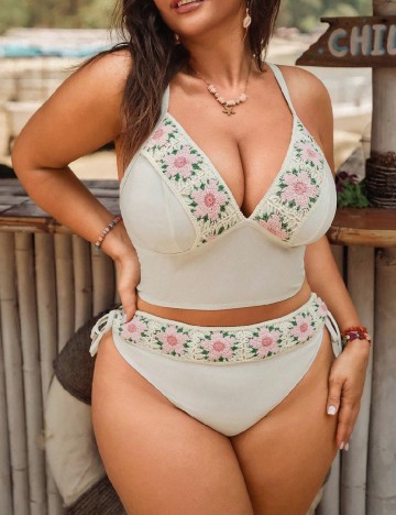 Costum de baie SHEIN CURVE, crem