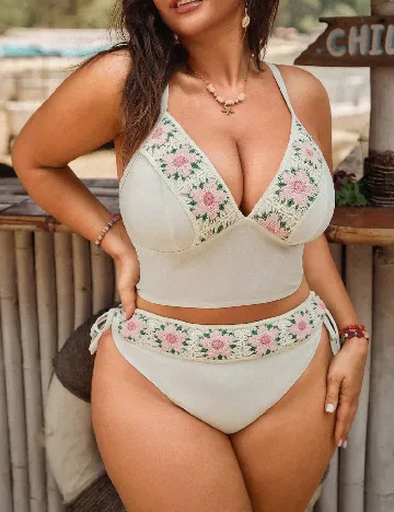 Costum de baie SHEIN CURVE, crem