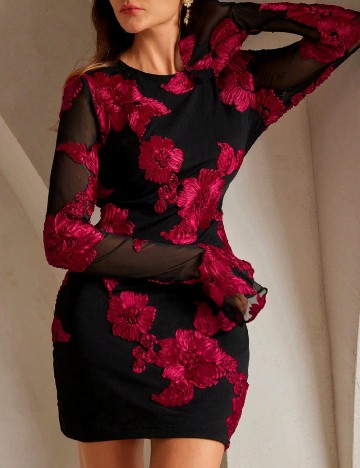 Rochie scurta Anewsta, negru/rosu