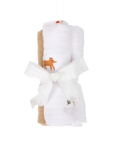 Set prosoape hidrofile 3 bucati Hoodadoo, alb/maro