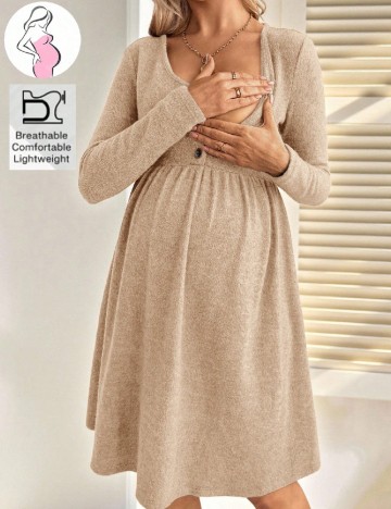 Rochie scurta SHEIN Maternity, maro