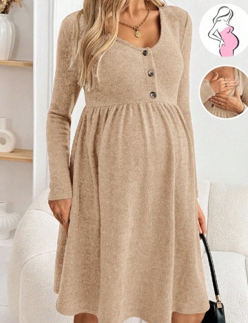 Rochie scurta SHEIN Maternity, maro