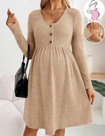 Rochie scurta SHEIN Maternity, maro