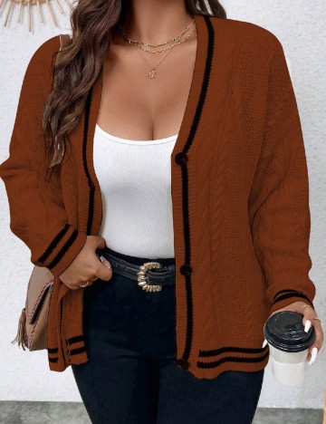Cardigan SHEIN CURVE, maro