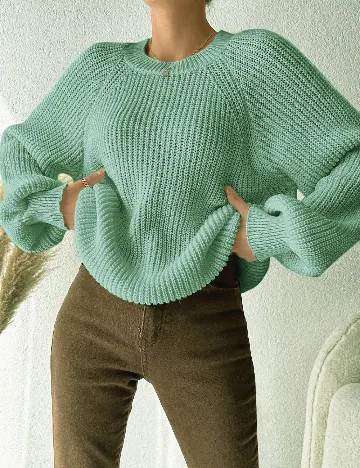 Pulover SHEIN CURVE, verde