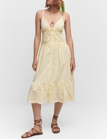 Rochie medie Mango, galben