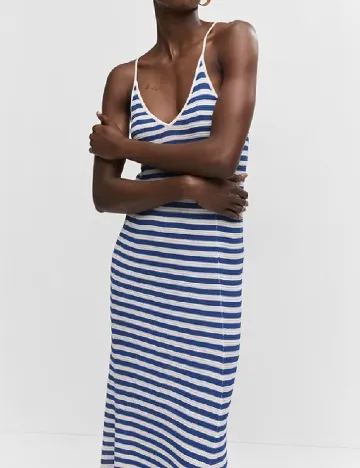 Rochie lunga Mango, alb/albastru