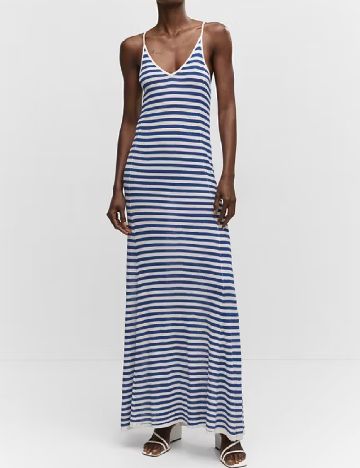 Rochie lunga Mango, alb/albastru