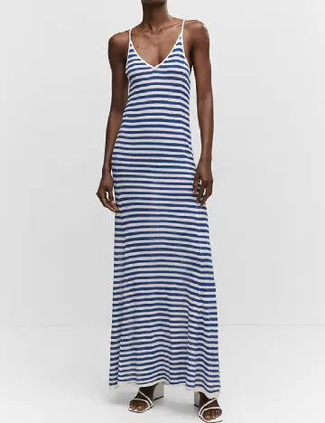 Rochie lunga Mango, alb/albastru