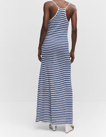 Rochie lunga Mango, alb/albastru