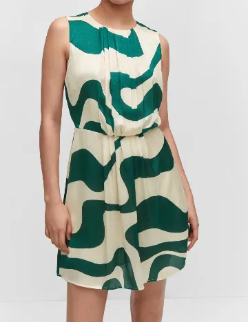 Rochie scurta Mango, crem/verde