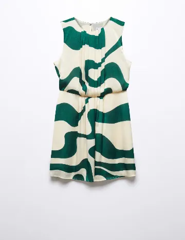Rochie scurta Mango, crem/verde