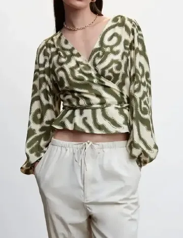 Bluza Mango, verde/cem