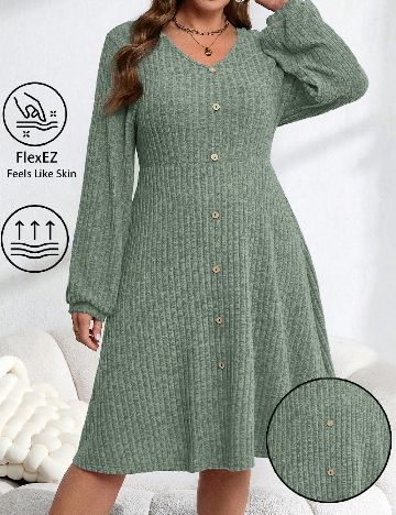 Rochie medie Emery Rose Curve, verde