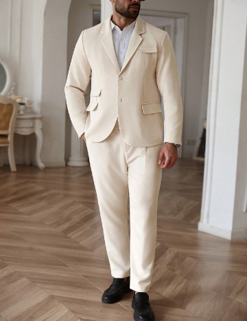 Costum SHEIN Plus Size Men, crem