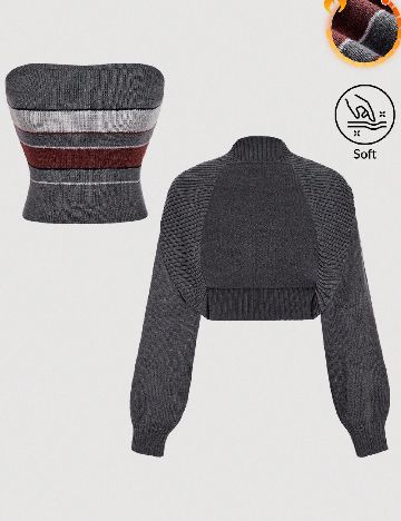 Set top si bolero SHEIN, gri