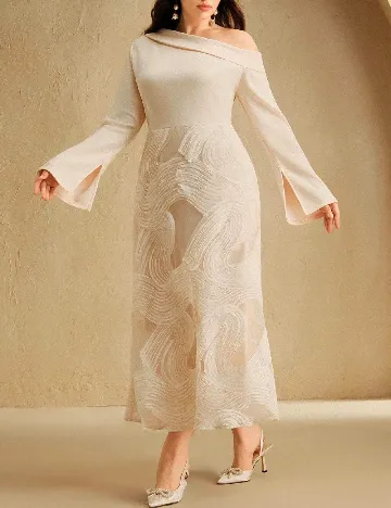 Rochie lunga Anewsta Curve, crem