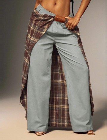 Pantaloni SHEIN, gri/maro