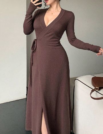 Rochie lunga Dazy, maro