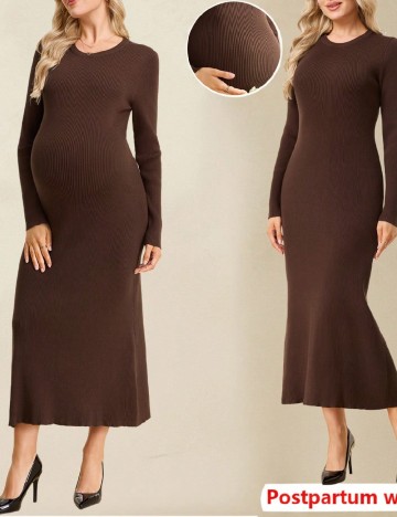 Rochie lunga SHEIN Maternity, maro